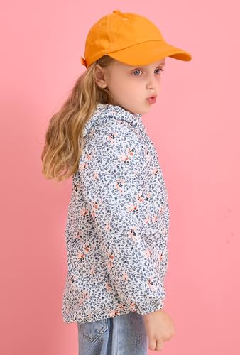 maoo garden Toddler Girls Floral Fleece Lined Jacket 3-7 Years Little Girls Spring Fall Light Windbreaker3