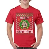 Merry Chrithmith T-Shirt Mike Tyson Ugly Sweater Funny Christmas Men's Tee Red Large