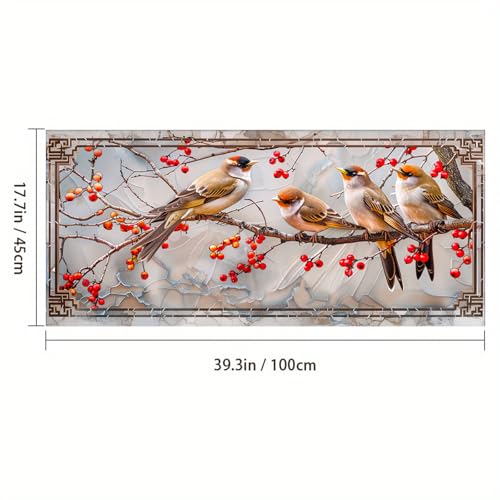 Vinilo decorativo para ventana con diseño aves y ramas 39.3x17.7 pulgadas miniatura 3