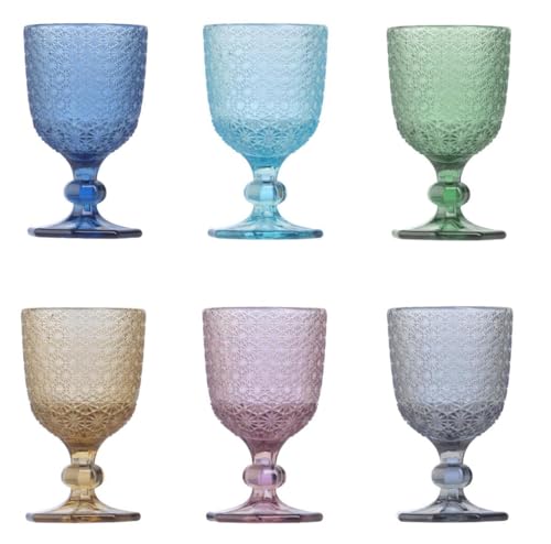 Evviva Mozart - Juego de 6 copas de licor de cristal decorado 80 ml (multicolor)