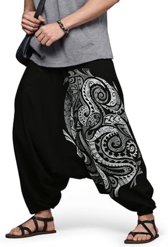 The Veshti Company mens Men's Premium Low Crotch Loose Baggy Boho Hippie Harem Pants Harem Pant (pack of 20)