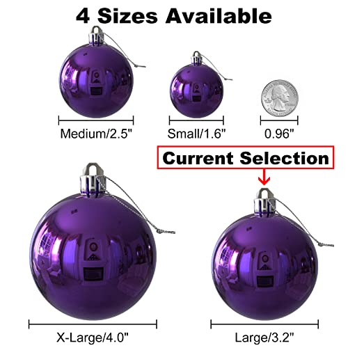 Purple 3.2" Large Christmas Balls - Christmas Tree Decoration Ornaments Shatterproof Hanging Balls For St Patrick's Day Easter Valentine Decorations Set Of 24Pcs #TOP5