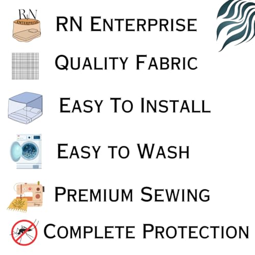 Image of RN Enterprise Mosquito Net, Polyester Material, Coloring Cotton Tape with Foam Bottom (Blue, Double Bed (5x7 Feet))