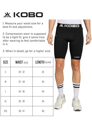 Image of Kobo KS-01 Intense Compression Short Tights Skins Men's Legging Base Layer for Gym Running Swimming Cricket Cycling Football Yoga Basketball Tennis Badminton & Many More Sports (Imported)