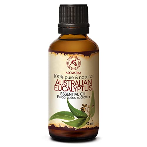Aceite de Eucalipto Australiano 50ml - Eucalyptus Radiata Esencial Puro - Mejor para Aromaterapia, Relajación, Sauna, Yoga - Difusor de Aroma