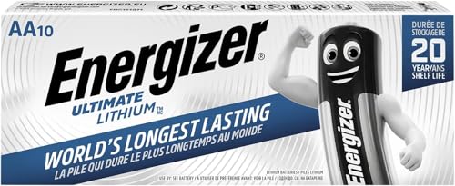 Energizer Max - Ultimate Lithium, Pack de 10 Pilas AA, Litio de Larga duración para Dispositivos de...
