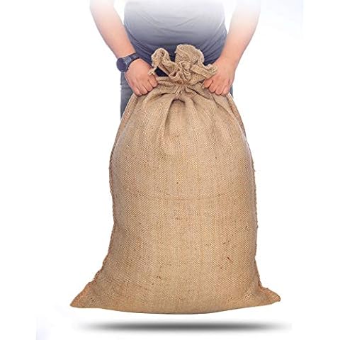 Strong Thick Large Hessian Bags,Jute Hessian Sacks,Vegs Potato Corn Storage Sack,Made of 380gsm Fabric,Burlap Sack,Tearproof & Reusable-Medium-60x40cm-Pack of 2 Cover