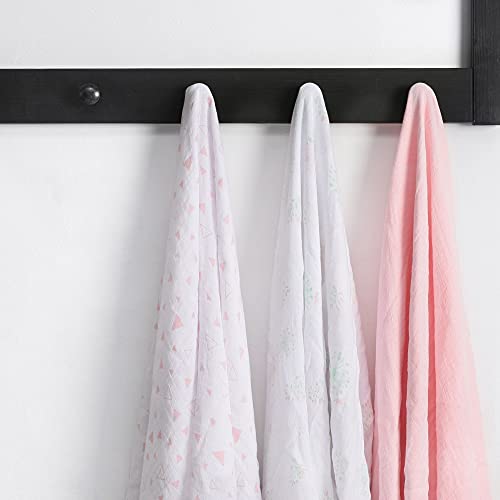Daysu Muslin Swaddle Blankets For Newborn Babies, Breathable Cotton Baby Muslin Blankets For Girls, Large 47”X47”, Set Of 3 - Pink/Floral/Geometric #TOP4