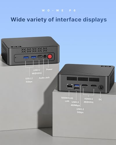 Image of wo-we Mini PC AMD Ryzen 5 3500U(Beats N150 /4300U), 8GB DDR4 RAM 256GB NVMe SSD, Vega 8 Graphics Mini Desktop Computer,Triple 4K Displays,Support 2.5''SSD,USB-C /Dual HDMI,WiFi5 BT5.0 for Office Home