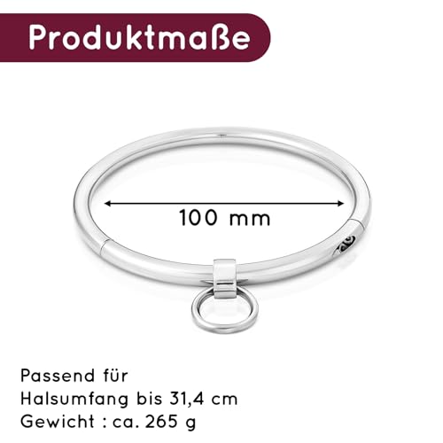 BDSM Halsband Edelstahl mit abnehmbarem O-Ring - Bondage Halsreif Unisex - Halsfessel, Sklavenhalsband, Choker für Damen & Männer - Fetisch Zubehör, Rollenspiel, Sklavenspielzeug - Größen wählbar