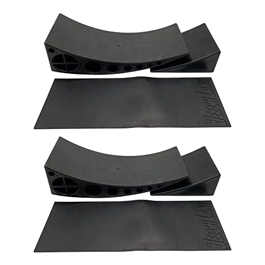 Beech Lane Camper Leveler 2 Pack - Precise Camper Leveling, Includes Two Curved Levelers, Two Chocks, and Two Rubber Grip Mats, Heavy Duty Leveler Works for Campers Up to 35,000 LBs