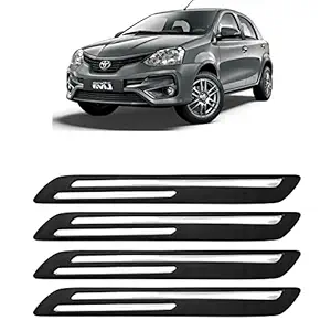 DRENCH-Car Bumper Protector/Bumper Guard for Toyota Etios Liva with Double Chrome Stripe (4-Pcs)