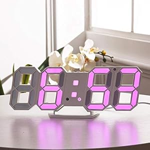 Creative Digital Clock Electronic Clock Wall-mounted Dual-Purpose Clock Alarm Clock-Red (Color : Pink)