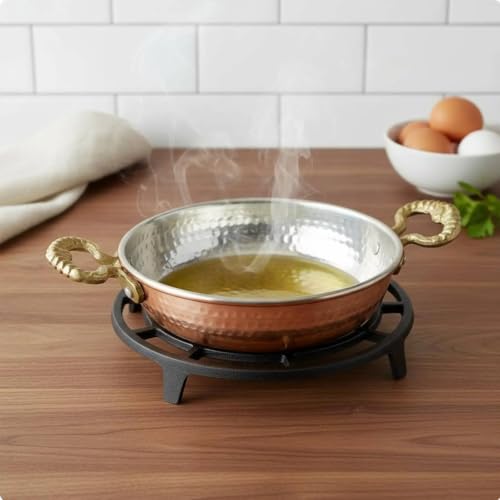 Poêle en cuivre finie à la main de 20cm pour éviter les cuissons manquées