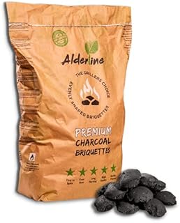 Alderline Premium Charcoal BBQ Briquettes for Barbecues, Smokers, Pizza Ovens, BBQ Grills and more (4kg)