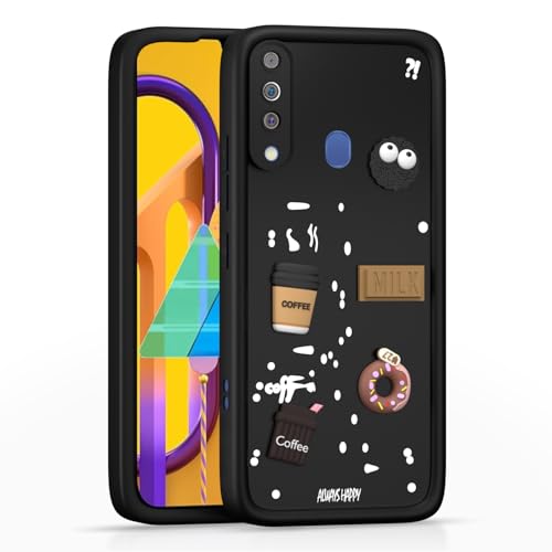 Image of Outlouders Back Cover for Samsung Galaxy M30 | 3D Cartoon Bear Cute Fun Silicone Full Body Protection Bumper Case (Black)