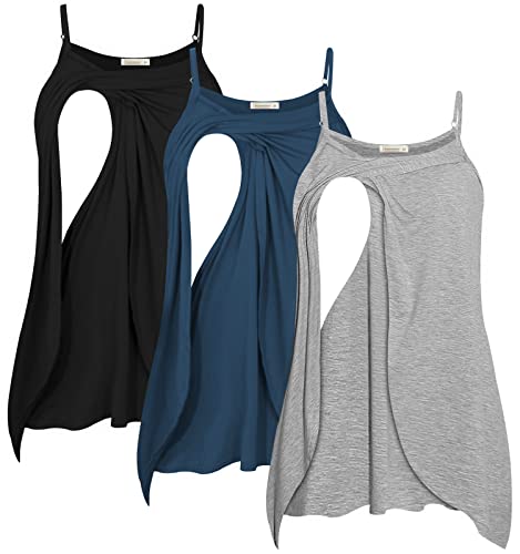 Image of PARNIXS Women's Maternity Nursing Tank Tops Sleeveless Breastfeeding Clothes Shirts (3 Pack) [2022 Upgraded Version]
