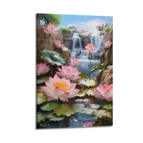 Poster fleur de lotus impression art moderne sur toile pour chambre 50x75 cm