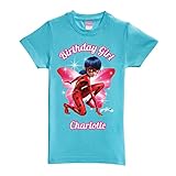 Miraculous Ladybug Birthday Girl Aqua Fitted Personalized T-Shirt with Custom Name Printed | Toddler 2T