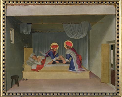 Toile Fra Angelico Le Miracle du Diacre Justinien Peinture Murale Retable San Marco 60x90cm