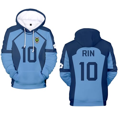 WJHYWDH Anime Blue Lock Yoichi Isagi Cosplay Hoodies Merch Casual