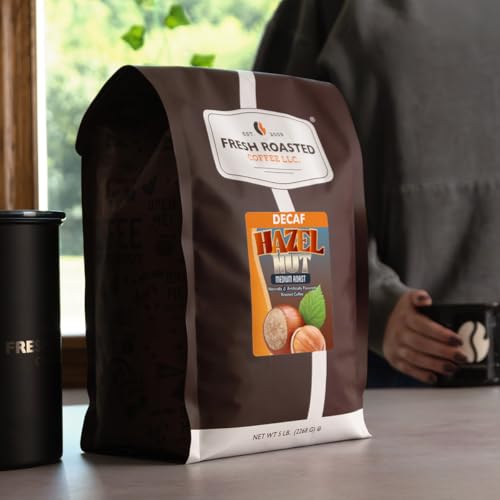 Image of Fresh Roasted Coffee, Decaf Hazelnut Flavored Drip Ground Coffee, Medium Roast, Kosher, 5 lb (80 oz)