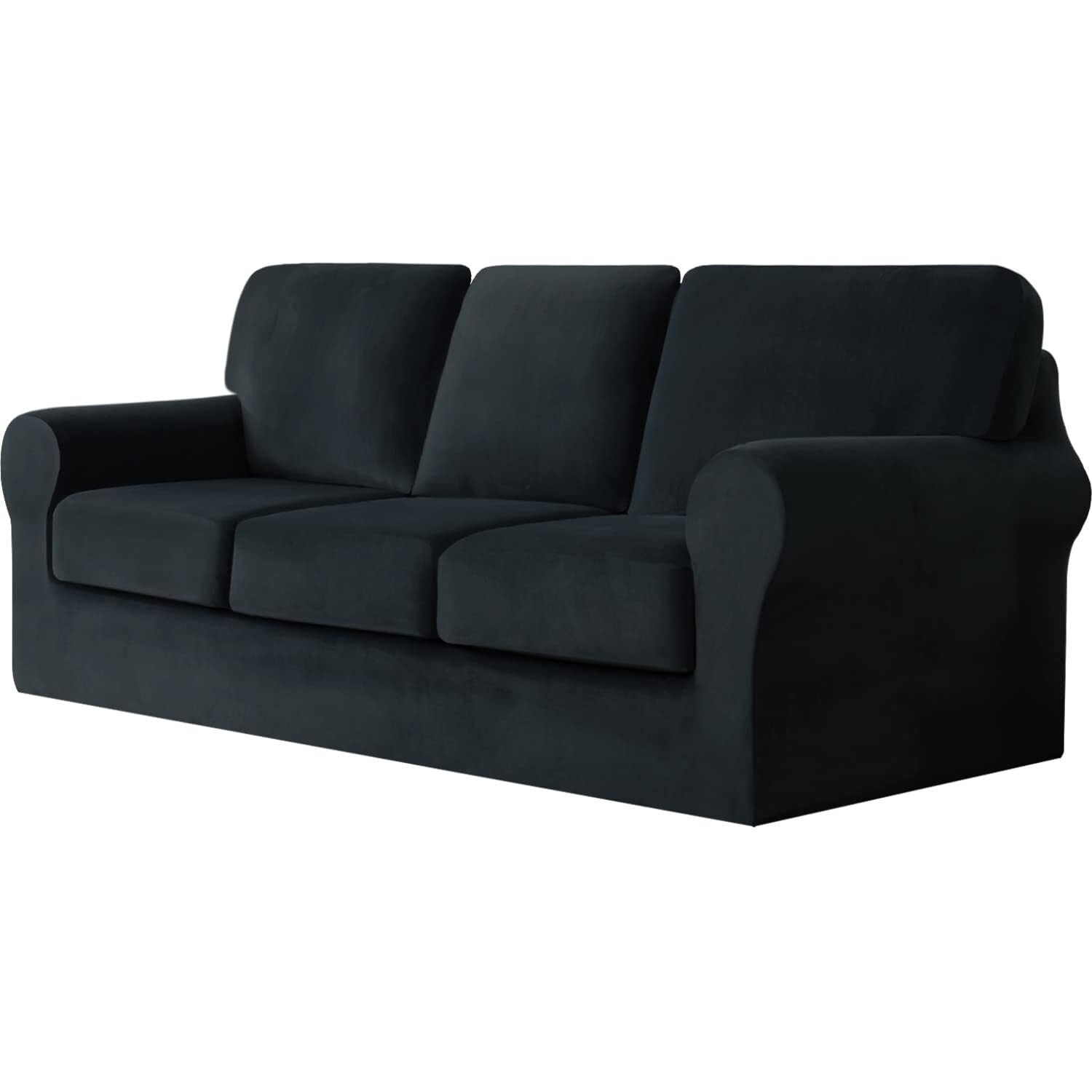 SDYdsgE sofa cover， Stretchy 2 Seater Sofa Cover with Separate Cushions and Backrest Covers Nero Fits 3 Posti(Nero.)