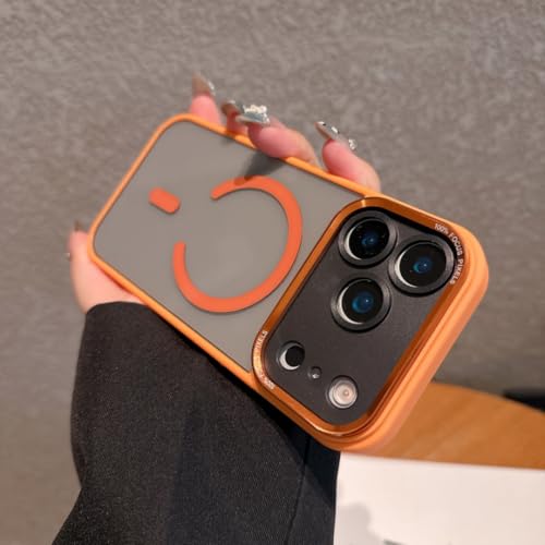 Coque acrylique magnétique iPhone 14 orange idéale pour recharge sans fil
