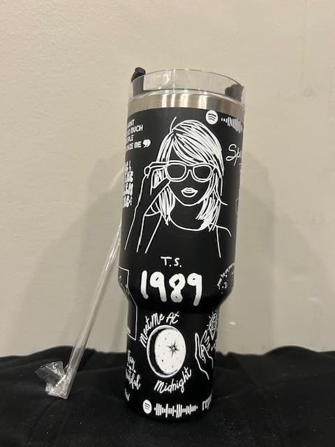 Taylor 40 oz stainless steel tumbler in a variety of colors. Many to choose. A music lover's best gift. Great Christmas gift.(Black)