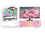 Computador CPU PC Gamer Completo Branco Intel Core i5 Memoria Ram 16GB SSD 240GB Monitor Kit Gamer Rosa