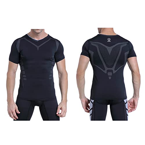 AMZSPORT Maglia a Manica Corta Compression da Uomo...