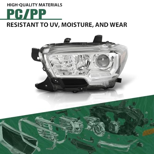 Image of GRAND ORANGE Left Side Headlight Assembly W /O LED Daytime Running Light Front Headlamp Compatible with Toyota Tacoma SR5 Crew Cab /Extend Cab pickup 2019-2023 Clear