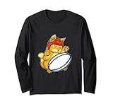 Süße Katze Spielt Rugby Kätzchen Rugby Spieler Kostüm Langarmshirt