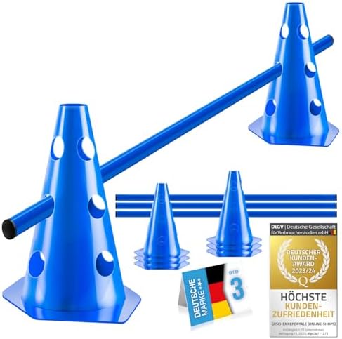 all Pets United® Agility Set Hunde 3X Steckhürde 100cm für Hundesport | Fördert Agility & Fitness, stufenlos verstellbar, 3 Stangen & 6 Hütchen, robustes Hundetraining für den Hund