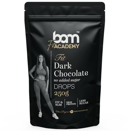 BAM Gotas de Chocolate Negro, Sin Azúcares Añadidos, Callets, Chips Fundentes, Pastelería Casera y Profesional, 250 gramos