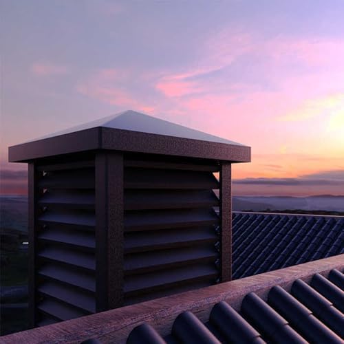 Chimney Cap, Square Fireplace Chimney Cover, Aluminum Alloy with Rainproof Tapered Top for Outside Flue Cover (Fits 24x24 Inch)