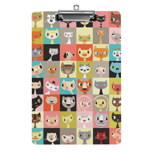 ねこ かわいい 猫柄 A4 クリップボード バインダークリップ クリップファイル ファイルボード スケッチボード カルテ記入用 下敷き 書類整理 メモ帳 保管 オフィス用品 用箋ばさみ 用箋挟み 多機能 シンプル 便利