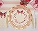 Pink Bow Premium Disposable Tableware Set – 10.5″ Dinner Plates, 8″ Dessert Plates, Cocktail Napkins & Dinner Napkins – Elegant Gold Foil, Pink & Red Pattern Party Supplies