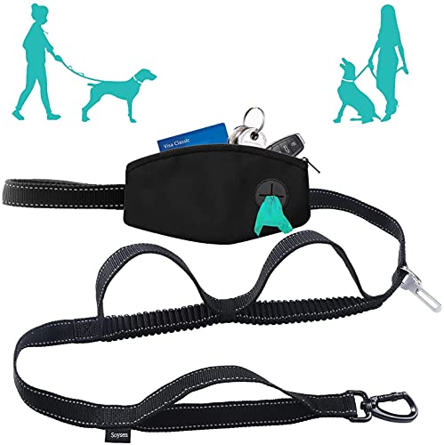 Hundeleine Mit Reißverschlusstasche Heavy Duty Hundegurt Mit 3 Griffen Für Extra Kontrolle, 4-5 Ft Robuste Hundeleine Mit Reflektierendem Band, Hundetrainingsleine Für Große Mittlere Oder Kleine Hunde Cover