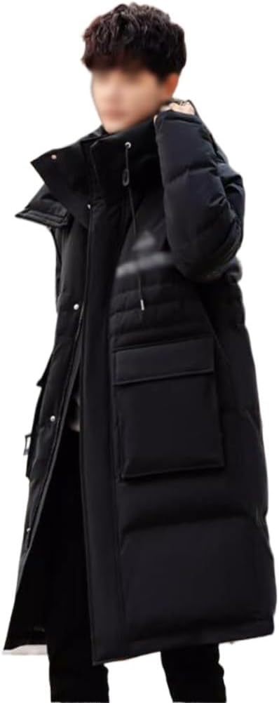 VIDI Goose Down Jacket For Men's Long Winter Hat Warm Color Thickened Fashion Coat