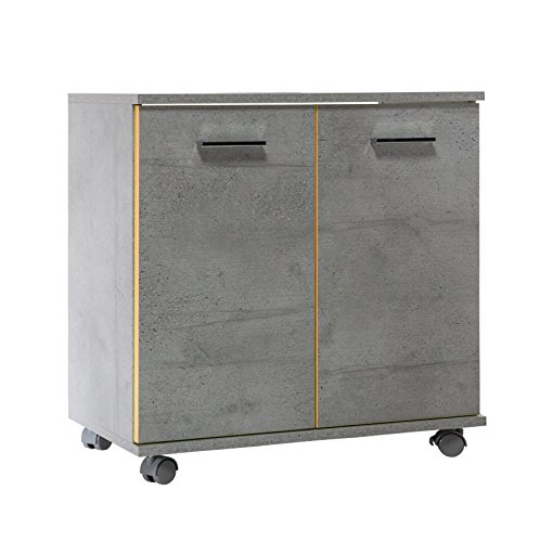 Schildmeyer Waschbeckenunterschrank aus melaminharzbeschichteter Spanplatte | In Grau / orange | 60 x 63.5 x  32.5 cm | 126869