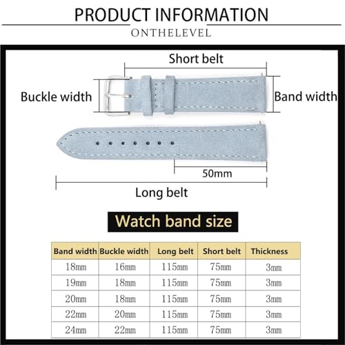 Bracelet de montre en daim et cuir souple premium de 18mm à 24mm - 4