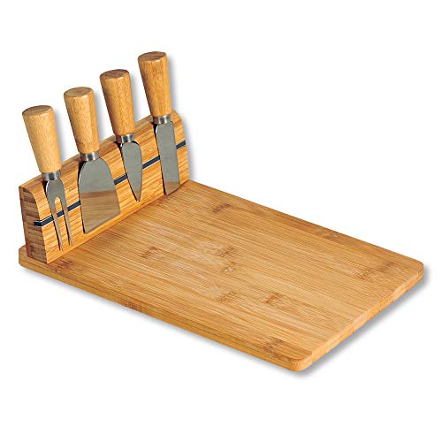 Kesper | Käseschneidebrett mit Besteck, Material: Bambus, Edelstahl, Maße: 30 x 20 x 8 cm, Farbe: Wei...