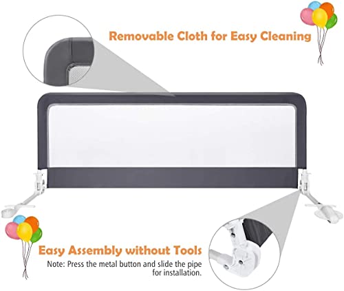 Infans Bed Rails For Toddlers, Foldable Safety Baby Crib Rail Fit For Kids Twin, Extra Long Swing Down Bed Guardrail For Convertible Crib, Queen & King Mattress, Side Bed Guard(1 Pack, Grey) #TOP2