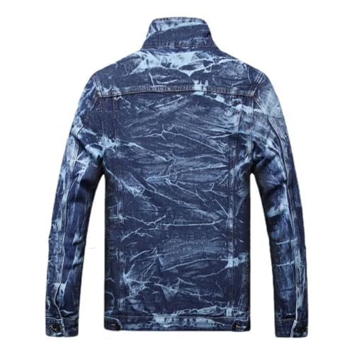 Men's Casual Loose 2Pcs Jeans Sets Irregular Long Sleeve Denim Jacket and Hole Ripped Pants2