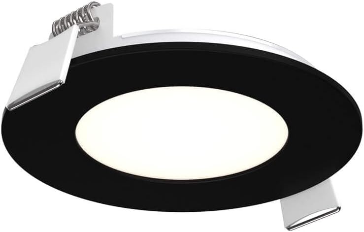 DALS 3 Inch Round Recessed Panel Light with Junction Box/Driver | CCT Color Selectable 2700K, 3000K, 3500K, 4000K, 5000K | 8W, 560 Lumens | Dimmable Pot Light | Wet Rated | ETL Certified (Black)