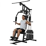 Home Gym Equipment, Multifunctional Workout Station with 100LBS Weight Stack, Home Gym Machine for Full Body Traning with LAT Pulldown System