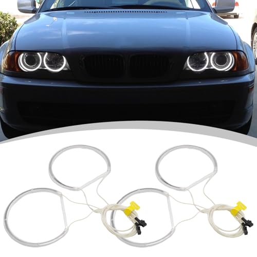 Hoypeyfiy Weißes Licht Angel Eyes Halo Ring Set, Ersatz für BMW E46 E36 E38 E39, 12V 6000K CCFL High Brightness Licht