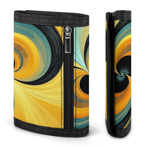 Black Round Shape Trifold Wallet for Men - Money Clip Slim Wallets with Multiple Card Slots Minimalist Small Front Pocket Wallet for Everyday Carry3