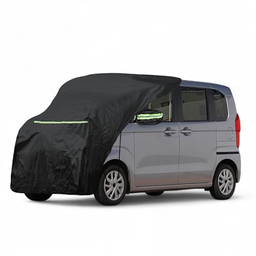 X AUTOHAUX フロントカバー ボンネットカバー 軽自動車 ヘッドライト黄ばみ劣化 防止 保護 uvカット 雹対策 蛍光反射 防風ロープ付き ブラック 長さ297cm